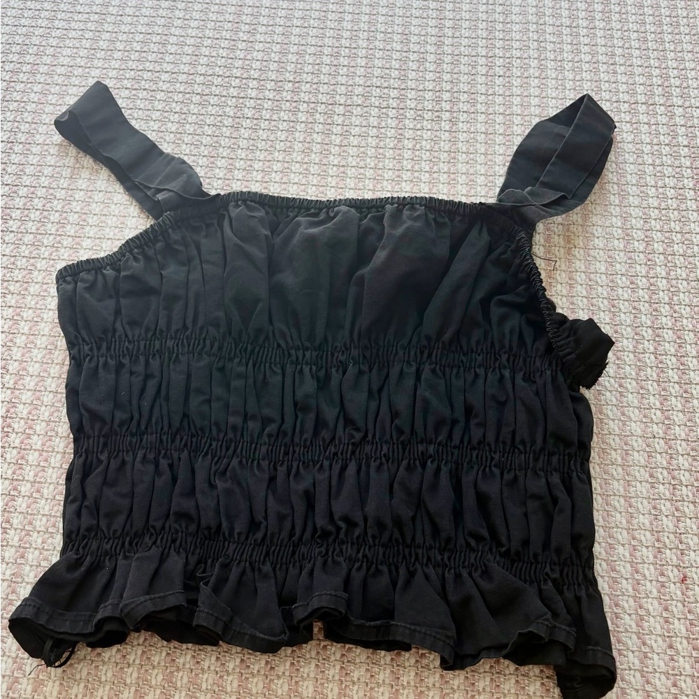 Endless Rose Black Smocked Camisole Tank Top